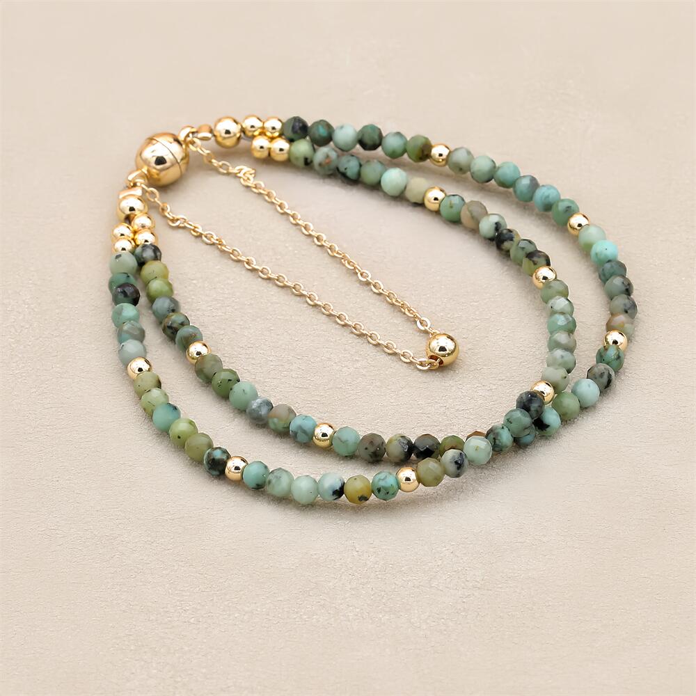 3 мм двухслойные африканские бусы из яшмы, браслеты-подвески, магнитная пряжка, позолоченный богемный браслет, женские украшения