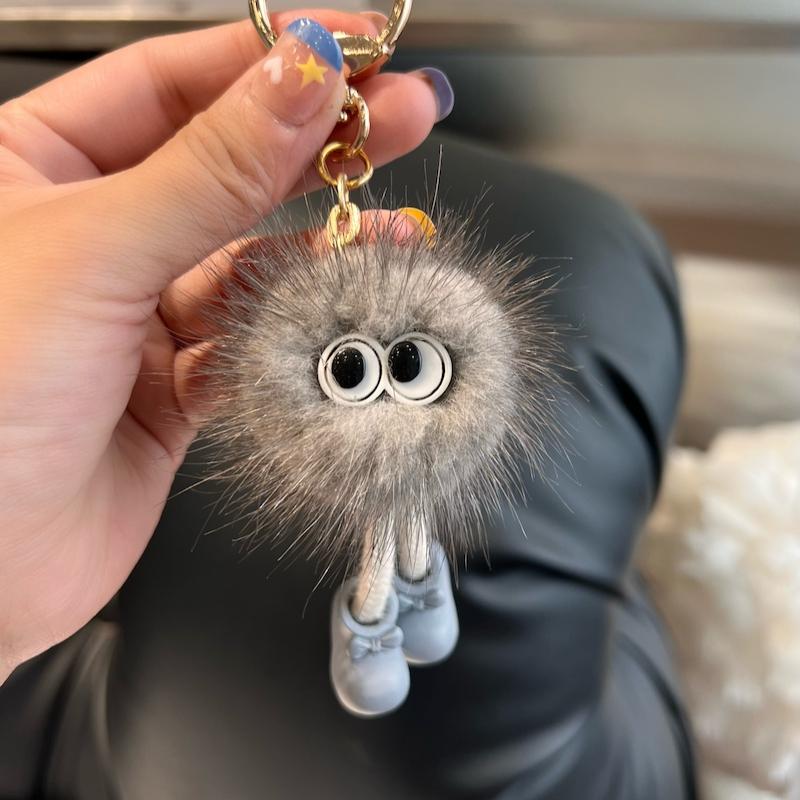 [Милые длинные ножки] Брелок-подвеска для машины из норки, подвеска для сумки-книги с помпоном из меха, популярная в интернете