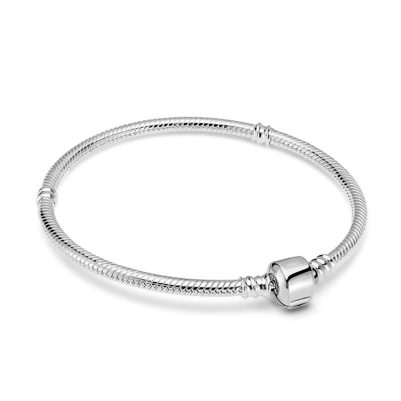 Women Fashion Trend 925 Silver Snake Chain Charm Bracelets Fit Original Bead Pendant DIY Fashion Jewelry Making Accessories Gift