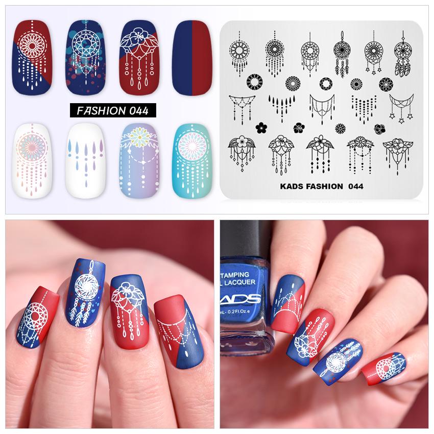 kads Fashion 044 Nail Art Stamp Template Rectangle Polish Stamping Pretty Manicure Art Plate Hand Painted Decorative Nail Stamping Stencil