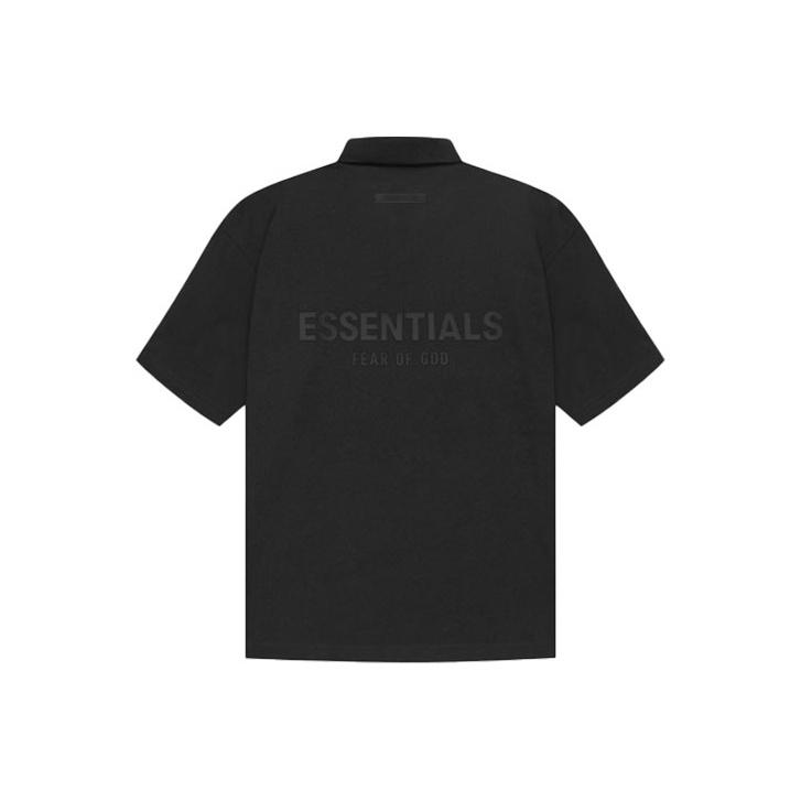 Fear of God Essentials SS21 Short Sleeve Polo With Back Logo Unisex Tops Black FOG-SS21-551