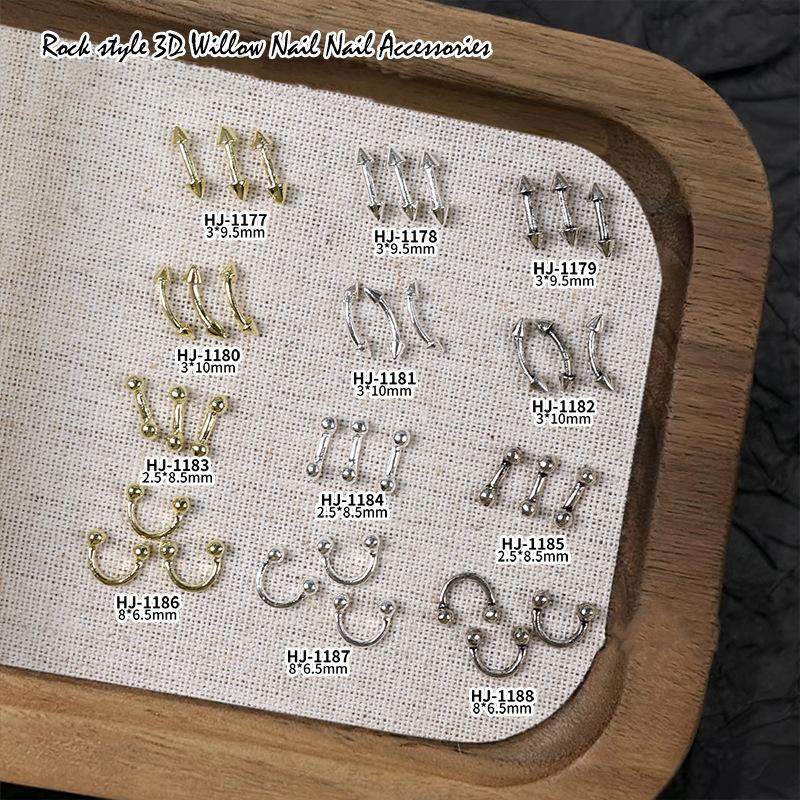 20 шт. Дизайн Панк Стиль Детали для Ногтей Сплав Шипы Золото Серебро Кривая Стрела Заклепка Украшение Ногти Арт Аксессуары Подвески для Ногтей