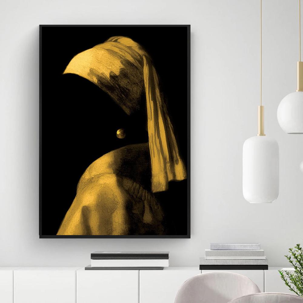 WC туалет плакат украшения модные женские декоративные картины черный золотой рулон бумаги холст настенные художественные картины для ванной комнаты