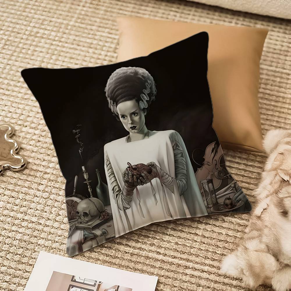 Horrible Bride Of F-Frankenstein Pillow Case Anti-Dustmite Pillowcase Invisible Zipper Silky Plush Sofa