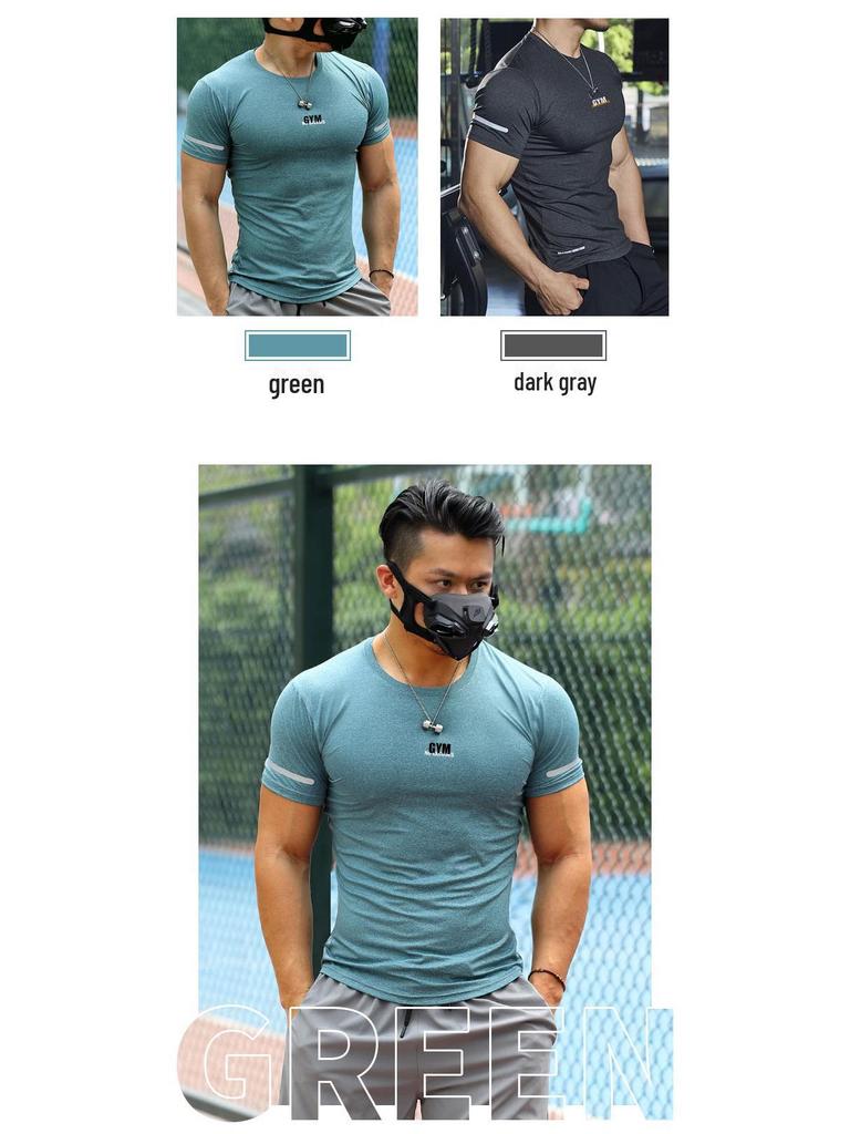 Мужская облегающая быстросохнущая светоотражающая тренировочная футболка с коротким рукавом