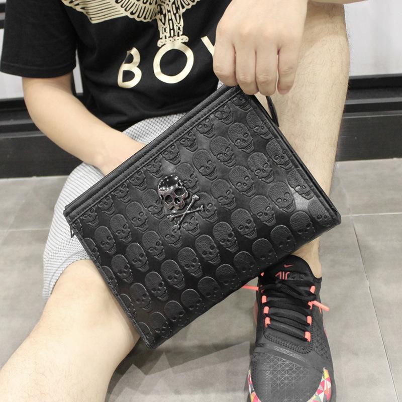 JIETOTYX женский клатч с заклепками и черепом, готическая сумка для мужчин, вечерняя сумочка для телефона, сумки на молнии с металлическим декором