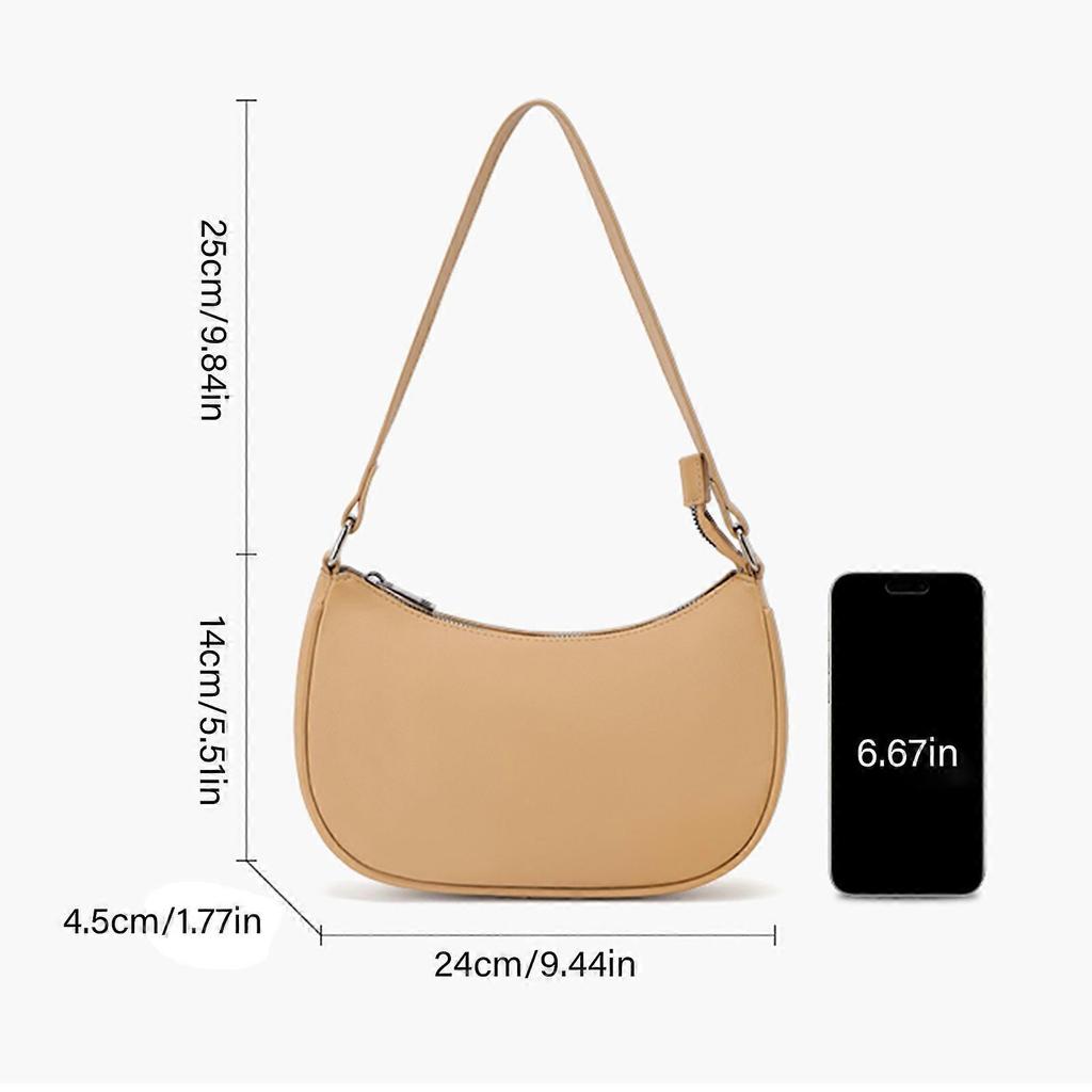 Women Bag PU Leather Underarm Bag Fashion Handbag Retro Armpit Bag Solid Color Shoulder Bag Dumplings Bag for Commuting  White