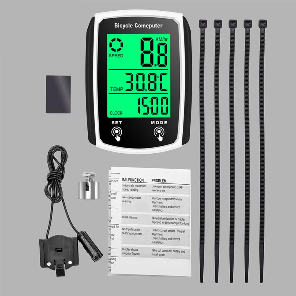 Проводной велосипедный компьютер Светодиодный цифровой велосипедный спидометр Одометр Сенсорный экран Велосипедный компьютер
