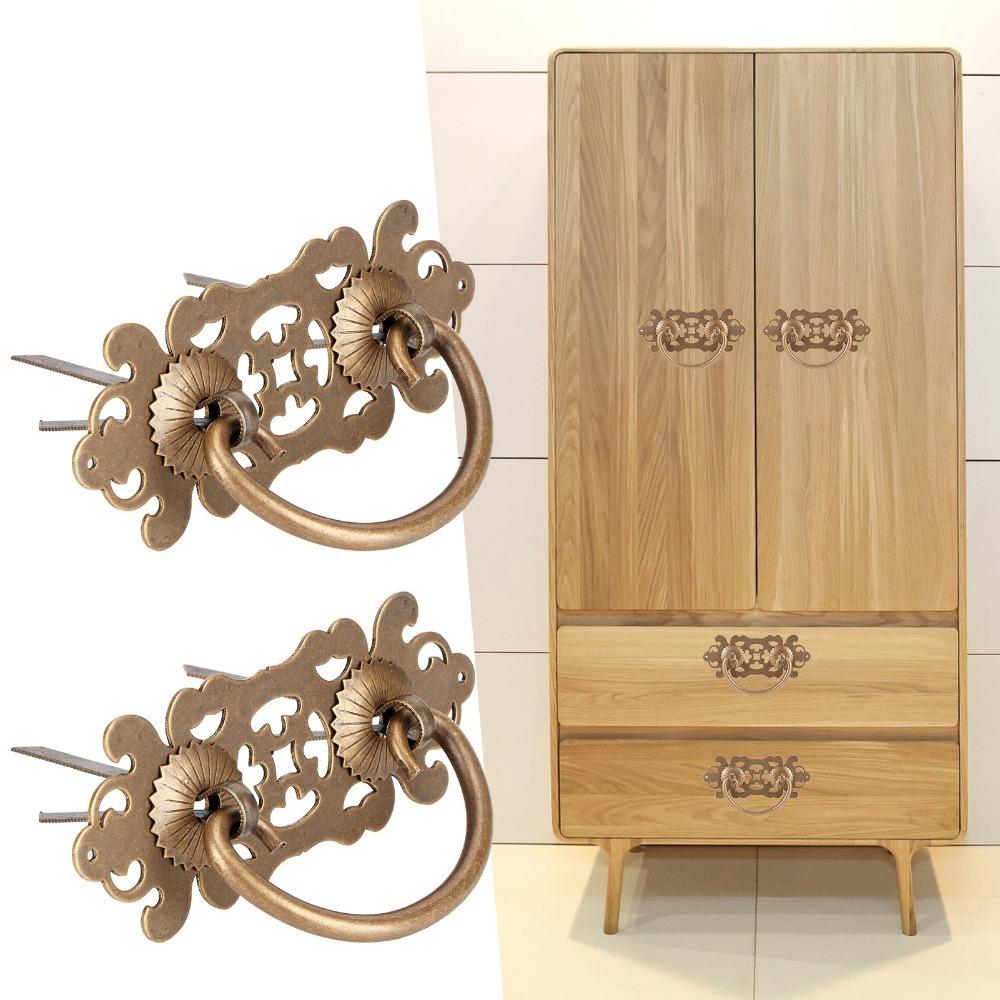 2pcs 10.2*4.1cm Drawer Handles Brass Furniture Handles Antique Cabinet Pulls Drawers