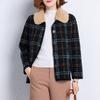 Winter Short Thickened Coat with Turn-Collar Plaid Shawl and Woolen Outerwear
