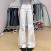 Slim White Micro Flare Jeans Female Autumn Simple High-waisted Wide-leg Skinny Leisure Straight Long Trousers Jeans for Women Long Denim Pants