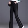 Spring Autumn Harajuku Elastic High Waist Side Stripe Wide Leg Elastic Velvet Women's Wide Leg Flare Pants Baggy Trousers Street