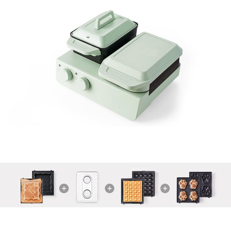 220 В бытовая электрическая вафельница 4 в 1 с антипригарным покрытием для домашнего завтрака, машина для выпечки хлеба и тортов, сковорода с 3 пластинами