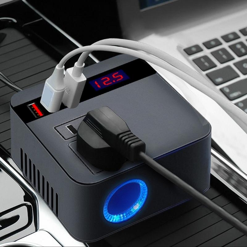 Профессиональный автомобильный инвертор 150 Вт с тремя USB-портами Автомобильный инвертор