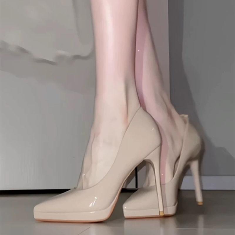 Модный дизайн туфли на высоком каблуке лакированные туфли на шпильке профессиональная обувь ощущение красная подошва ультратонкий каблук индивидуальность заостренный