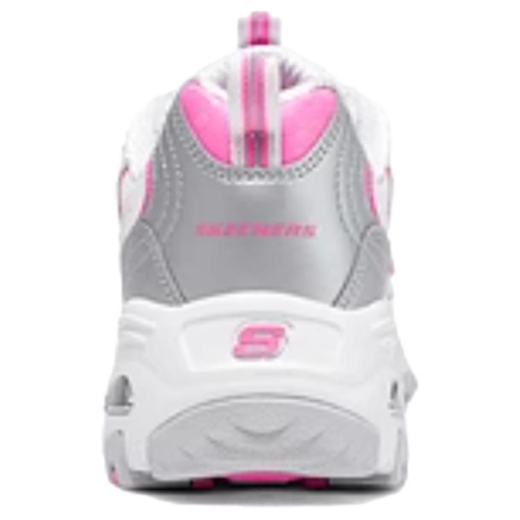 Skechers DLites Удобные Универсальные Модные Повседневные С Богатой Текстурой Низкие Папины Кроссовки Женские Сникеры Белый Розовый 150246-WSLP