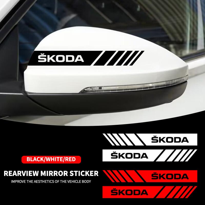 pdvri7 2Pcs Car Rearview Mirror Side Decal Stripe Sticker Vehicle Body For Skoda Octavia MK2 MK3 2 3 A7 Fabia Karoq Kodiaq Rapid