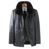 New Style Leather Jacket for Men with Velvet and Thickened Men's Removable Liner Winter Lapel Warm Leather Jacket