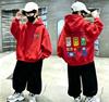Boys and Girls Daily Sports Pullover Hoodie for Kids Retro Game Console and Letter-patterned