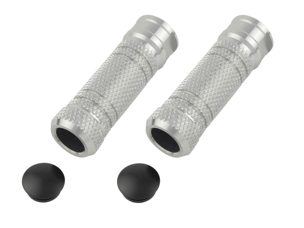 POSH FAITH 906013-03 Motorcycle Supplies, Aluminum Machined Step Bar Knurl, M8 Taps, 2 Pieces, Silver