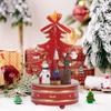 Wooden Christmas Tree Music Box Rotating Music Box Holiday Desktop Figurine for Living Room Bedroom Party Decoration