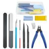 11-Piece Plastic Model Tool Set for Beginners, Includes Thin-Blade Nippers, File, Precision Tweezers, and a Modeler's Knife (5 Replacement