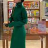 Turtleneck Women's Dress Long Sleeve Sweater Kintted Dresses Women High Waist Slim Autumn Winter Pullover Knitting Long Robe New