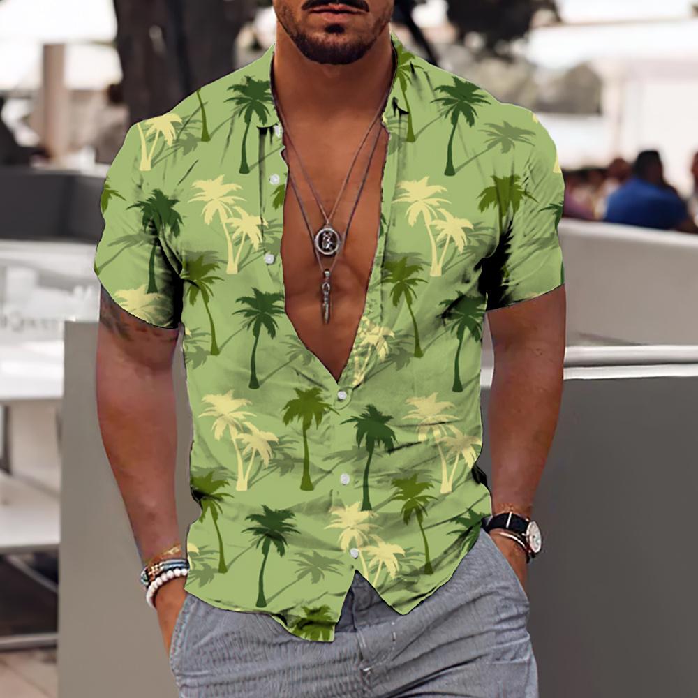 Рубашки Coconut Tree для мужчин, гавайская рубашка с 3D-принтом для мужчин, пляжная рубашка 5xl с коротким рукавом, модные топы, футболка, мужская блузка