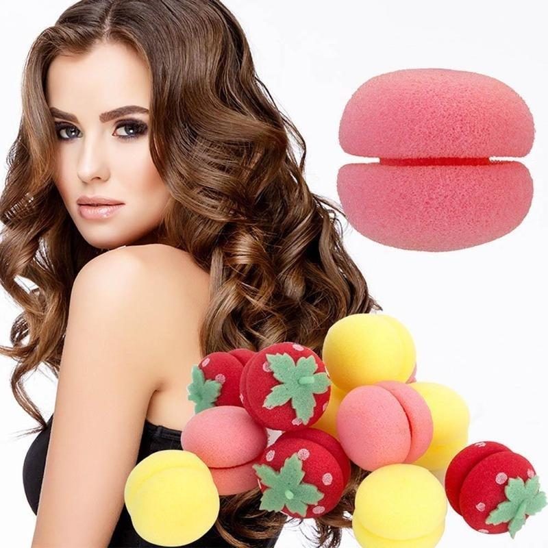6 Pcs Pink Color Balls Soft Sponge Hair Curler Rollers Hair Accessory Hair Pins