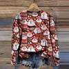 Ladies' Christmas Printed Long Sleeved Round Neck Hoodie Loose Top