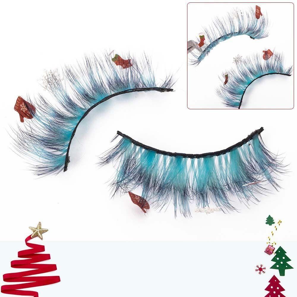 Chemical Fiber Christmas Cluster Eyelashes Cartoon Snowman Christmas Fluffy Segmented Lashes  Girls