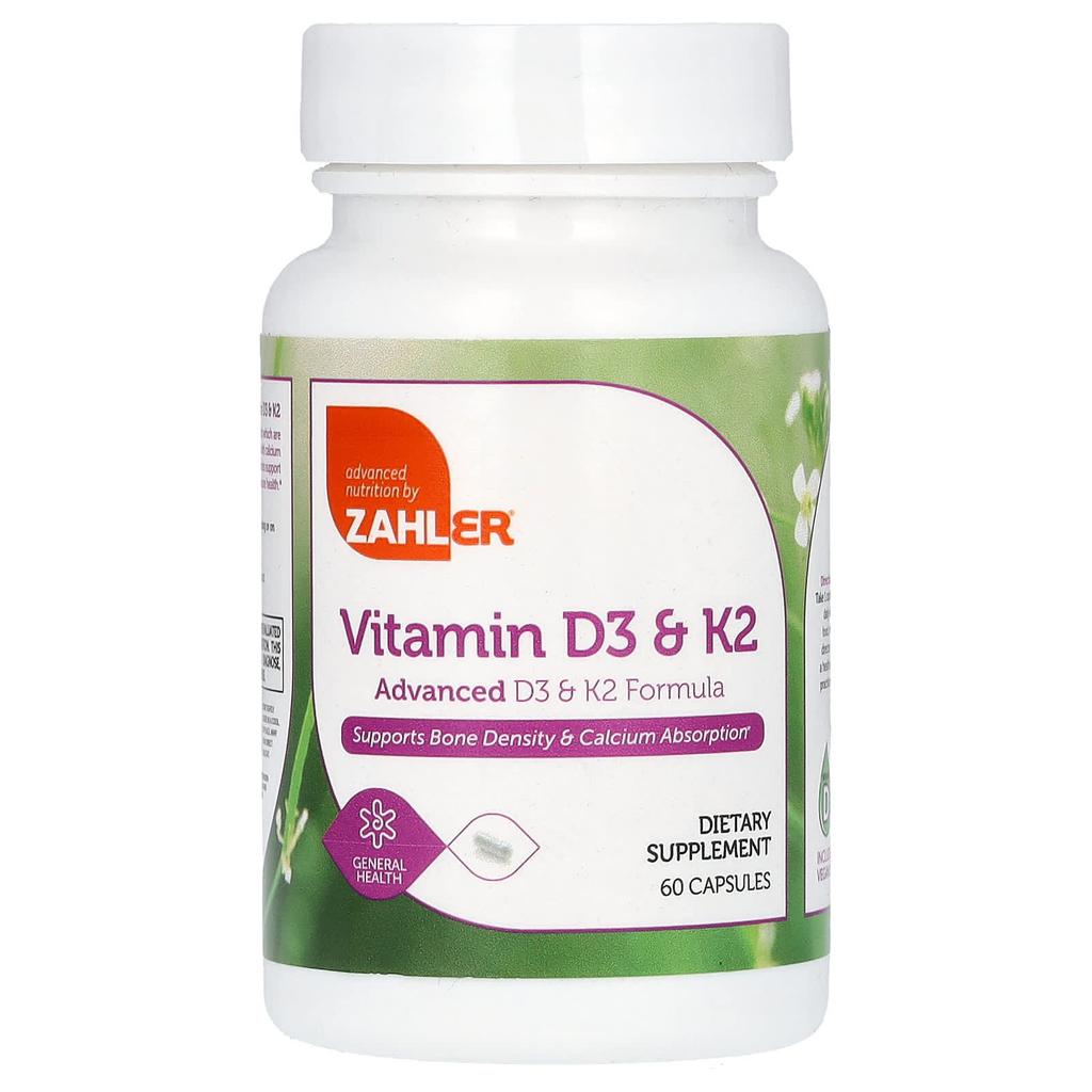Zahler, Витамины D3 и K2, 60 капсул