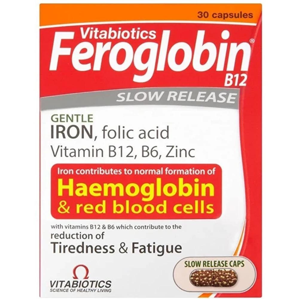 Vitabiotics Feroglobin Original 30 Extended-Release Capsules Iron Folic Acid Multivitamin - 1 2 3 Pack - Direct Shipping from the UK 1 pcs 30 Servings