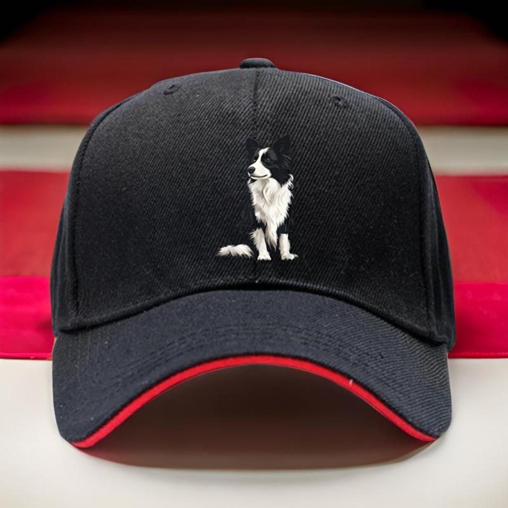 Border Collie Dog Print Polyester Trucker Hat Adjustable Hiking Baseball Cap Casual Outdoor Headwear