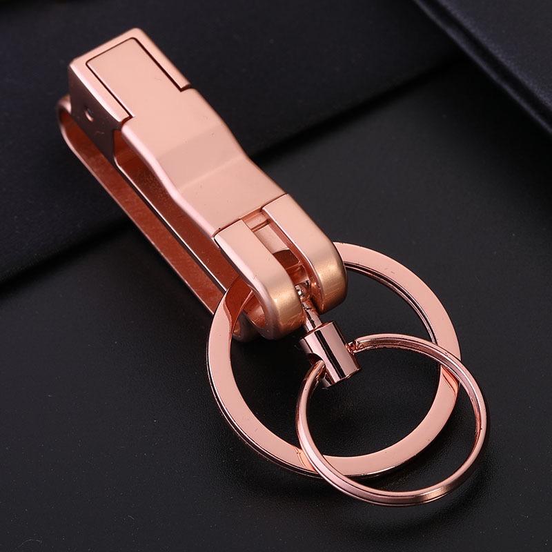 Belt Passable Car Keychain Men's Creative Zinc Alloy High Quality Anti-Lost Dual Keyring Key Pendant Accessories
