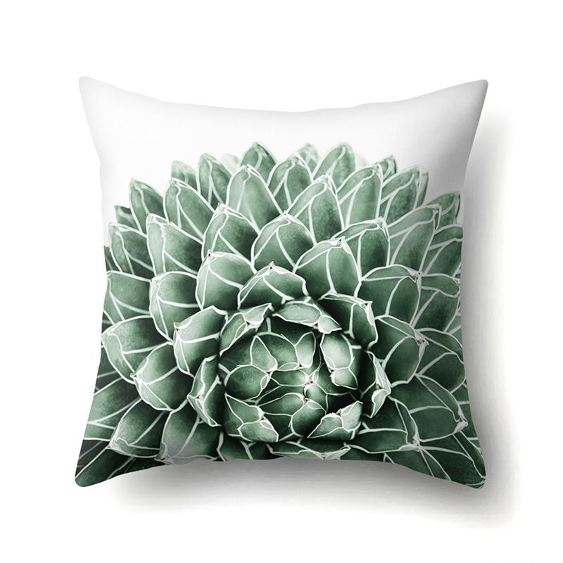 Polyester Pillow Case Nordic Ins Style Plant Flower Print Peach Leather Velvet Cushion Cover Car Waist Cushion Cover