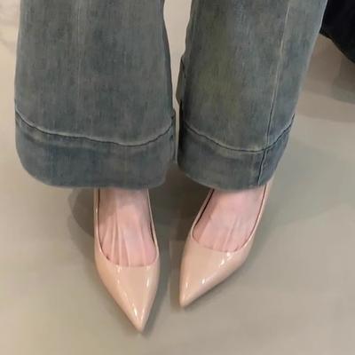 2025 новые весенние модели остроносые на тонком каблуке средней высоты туфли-лодочки на мягкой подошве модные универсальные женские туфли