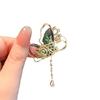 Emerald Insect & Butterfly Brooch: Exquisite Metal Tassel Dragonfly Pin