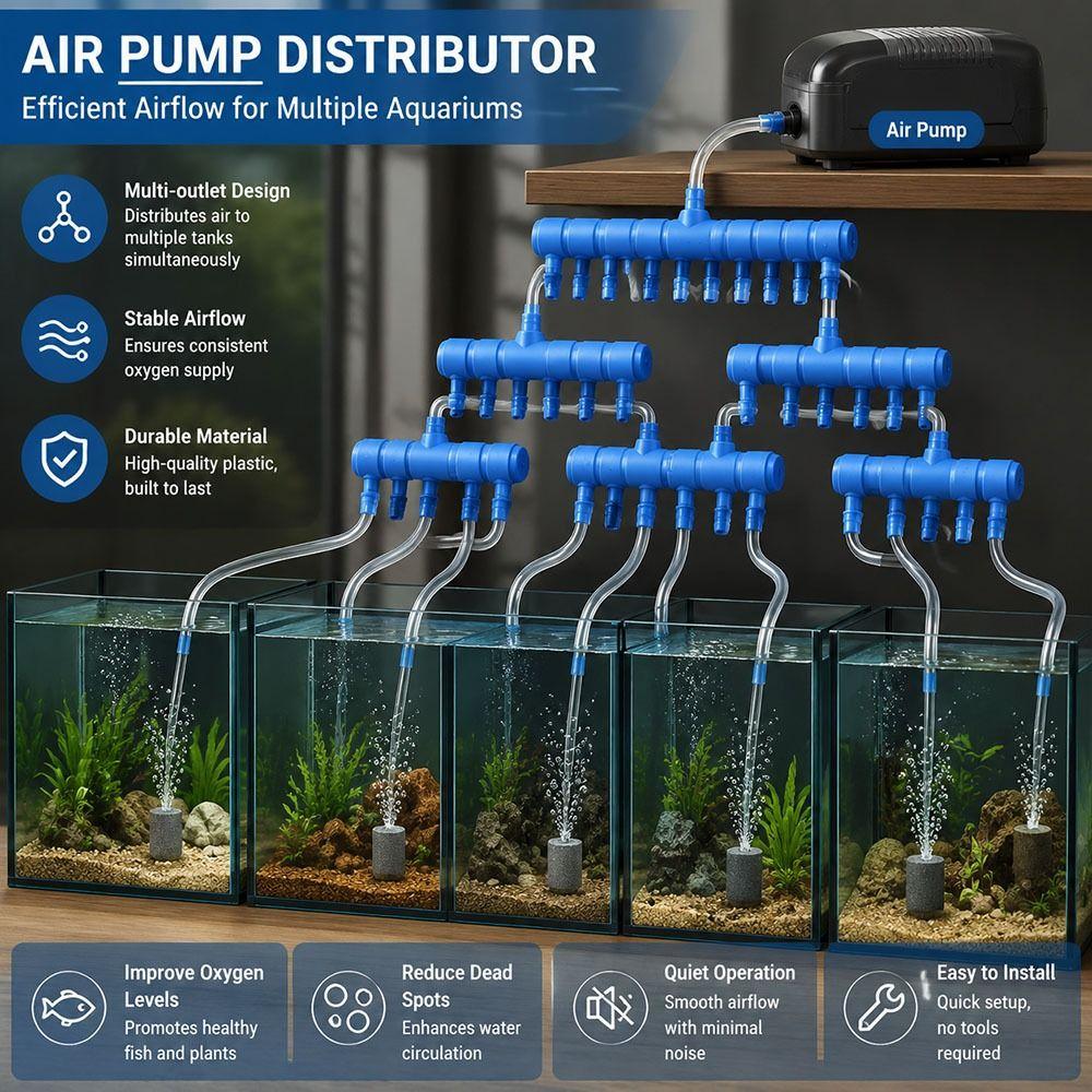 10Pcs Plastic Aquarium Air Splitter 4/5/8mm Oxygen Gas Diverter for Fish Tank Air Pump Oxygenation
