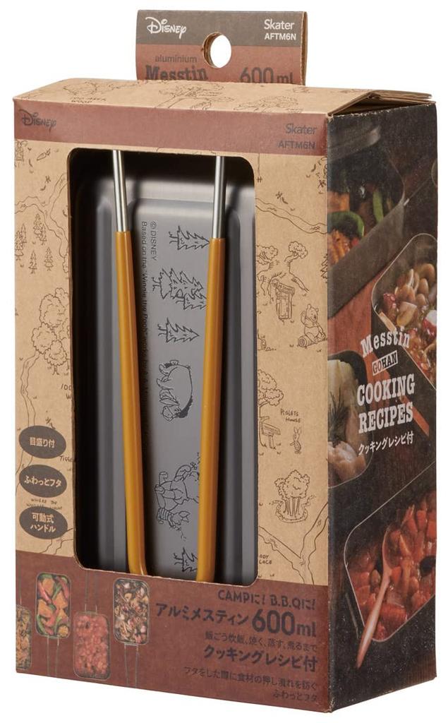 Skater Aluminum Messtin Mess Outdoor Messing with Measuring Measuring Disney Winnie the Pooh Cooker, Tray, 600ml, Pad, Design, AFTM6N-A