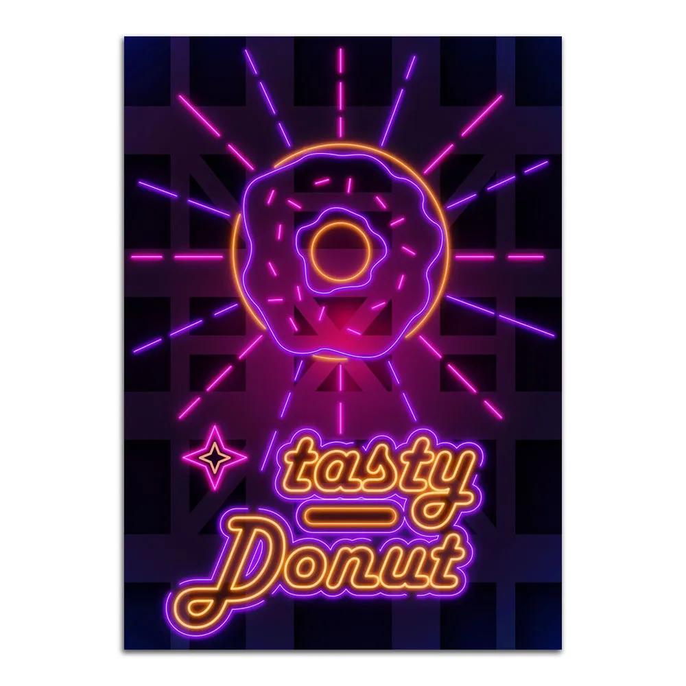 Неоновая вывеска Арт Такос Рамен Еда Постер Принт Хот-дог Картофель фри Бургер Холст Живопись Современный Домашний Декор Картина Для Кухни Без Рамки