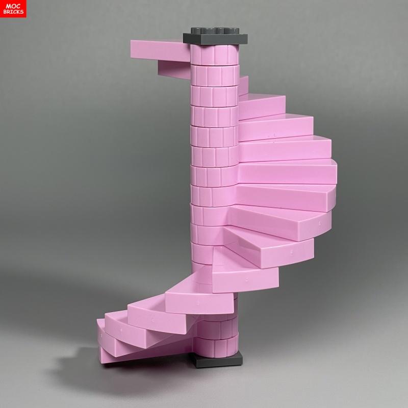 Set  MOC Bricks City Castle Stairs Spiral Step 40243 Support 1x1x5 40244 Assembles Particles Building Blocks
