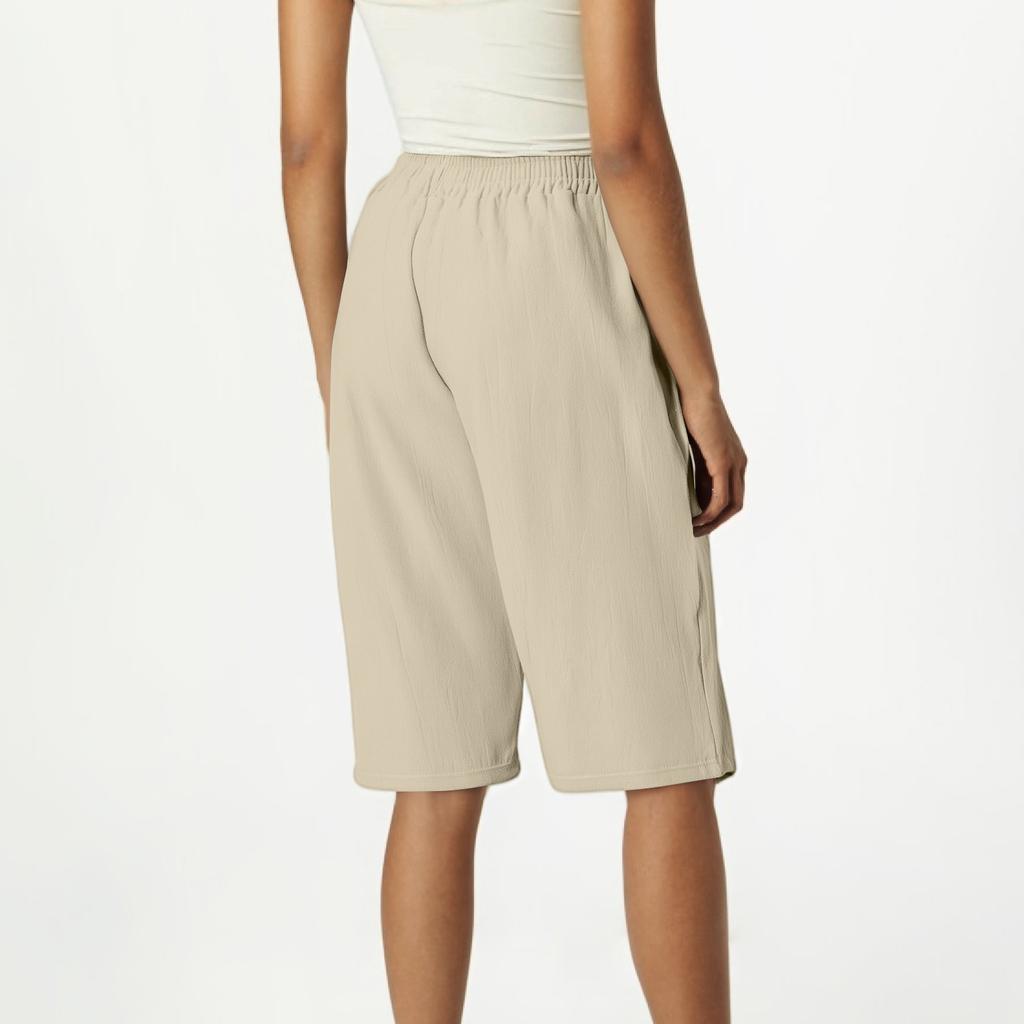 Женские хлопково-льняные повседневные модные шорты, свободные брюки-харены, с высокой посадкой, широкие штанины