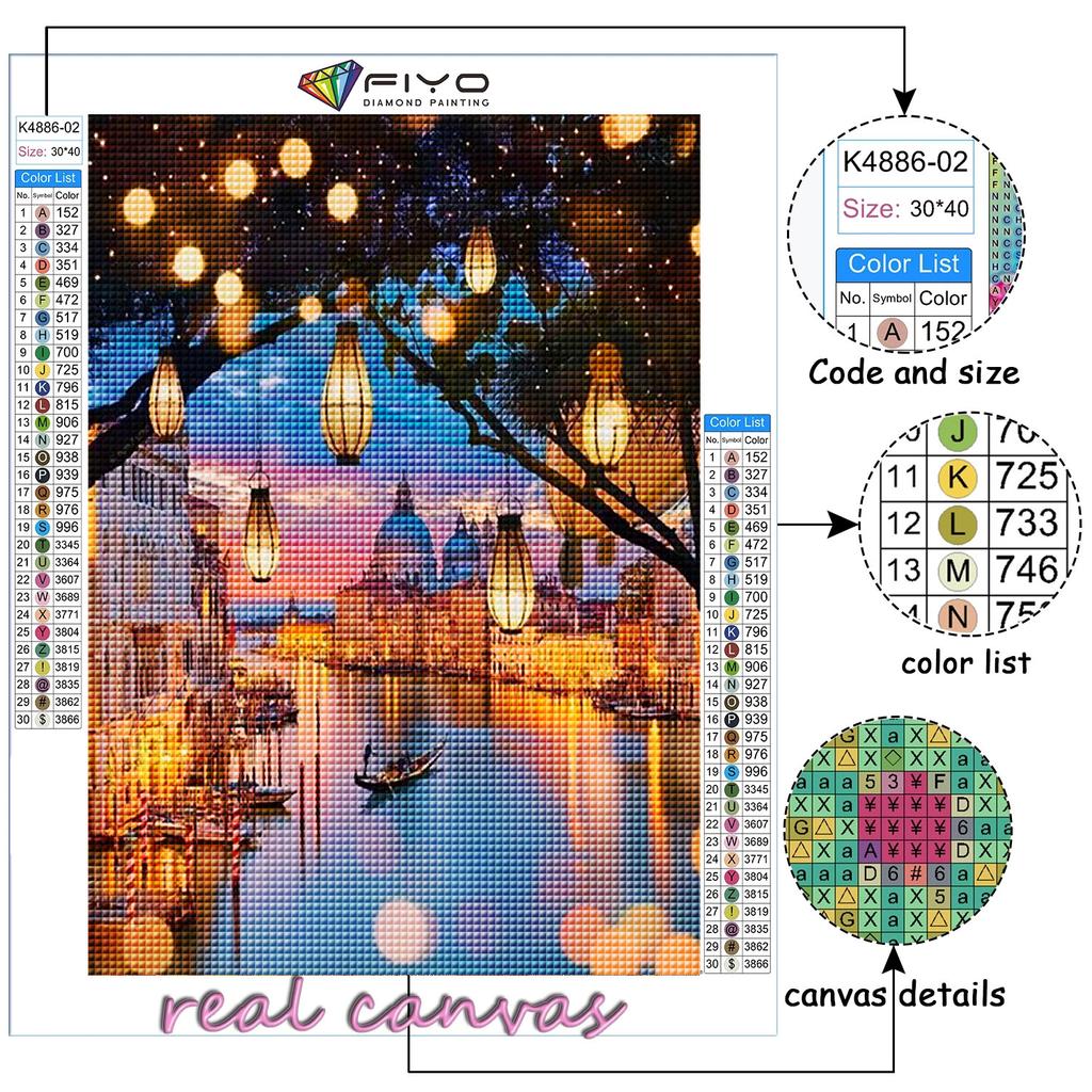 Алмазная вышивка Венеция Пейзаж Огни Ночная сцена 5D DIY Алмазная картина Вышивка крестом Горный хрусталь