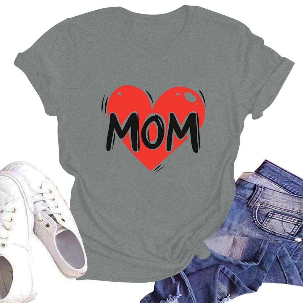 Women's Casual Round Neck Short Sleeve Pullover Printed T-Shirt Top