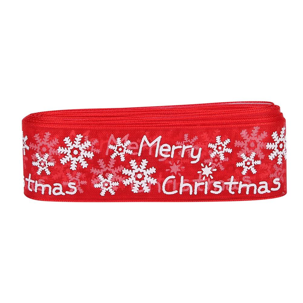 25mm 5Yards Printed Flowers Christmas Ribbon Sewing Gifts Packing Belt Decoration