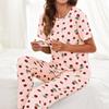 Women's Pajamas Set Spring Autumn Short Sleeve Trousers Sleepwear Casual Flower Print Pajamas Woman Home Clothes Pyjama Suit