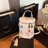 Cartoon Printed Bag 2025 New Japanese Cute Girl Hand Carrying Bucket Bag Foreign Versatile Messenger Cylinder Bag