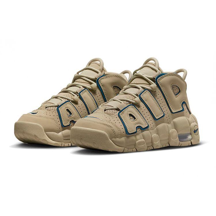 Nike Кроссовки Nike Air More Uptempo GS Limestone для детей, бежевые с валерианово-синим, DQ6200-200