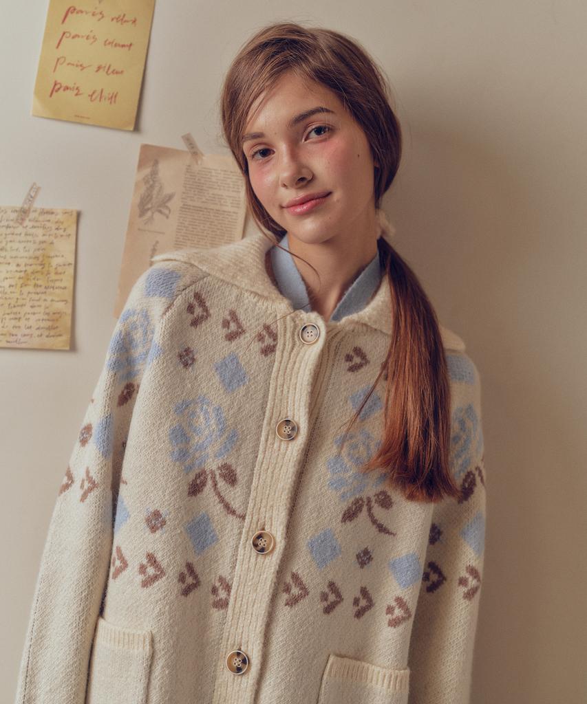 MELLY&ROSE Rose Cowichan Knit Cardigan (310251)_Cream